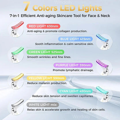 7 Colors Face Neck Massager Facial Lifting Device Skin Tightening Anti Wrinkle Vibration Machine Daily Skin Care Beauty Tools