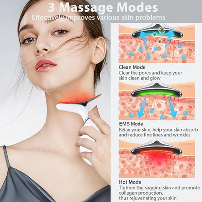 7 Colors Face Neck Massager Facial Lifting Device Skin Tightening Anti Wrinkle Vibration Machine Daily Skin Care Beauty Tools