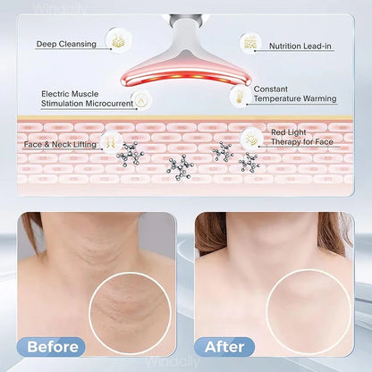 7 Colors Face Neck Massager Facial Lifting Device Skin Tightening Anti Wrinkle Vibration Machine Daily Skin Care Beauty Tools